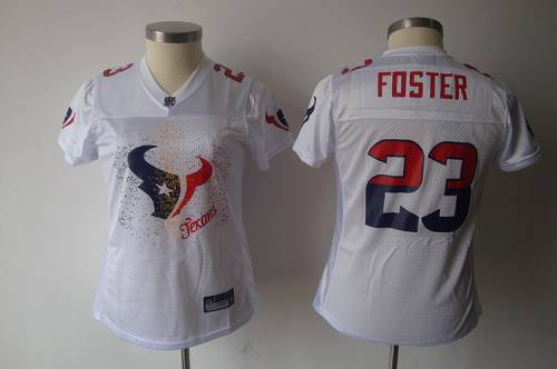 Texans #23 Arian Foster White 2011 Women's Fem Fan Stitched NFL Jersey - Click Image to Close